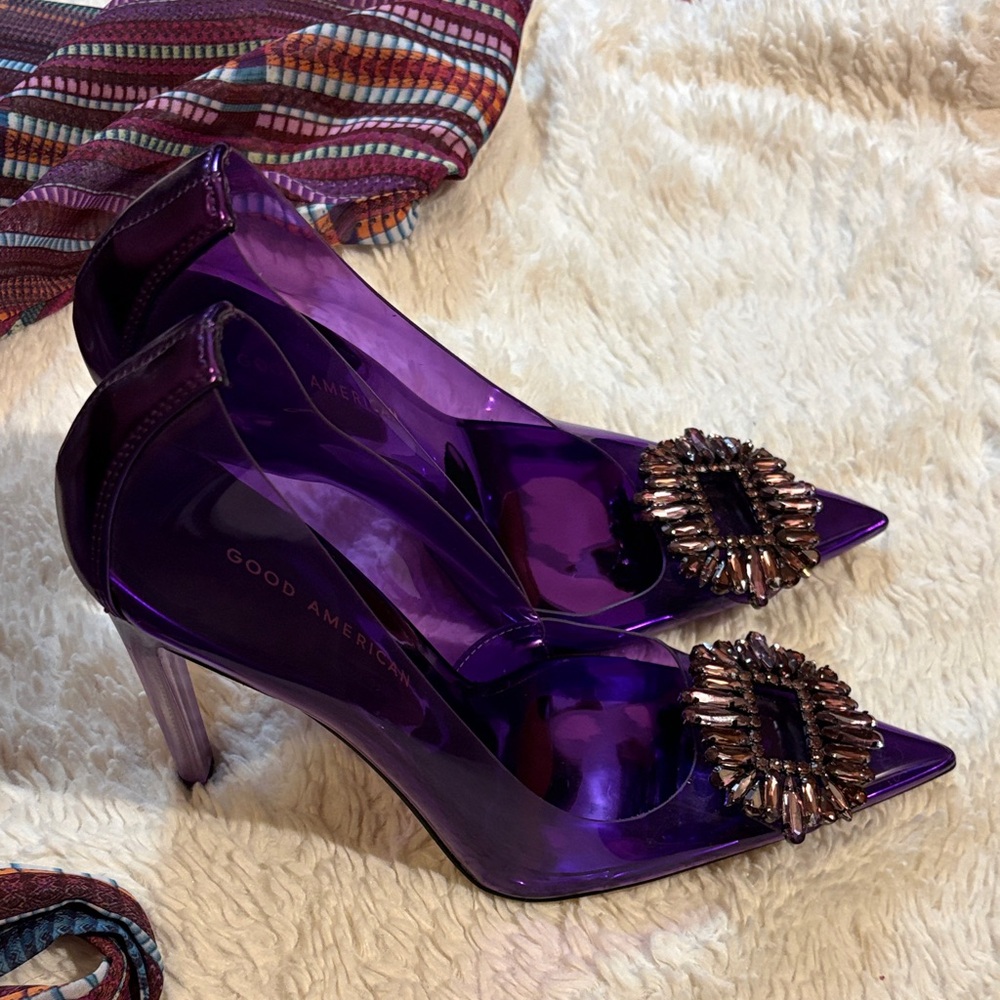 Good American Purple Women's Heels size 37 1/2 - Picture 2 of 7